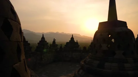 Borobudur buddhist temple in Java island, Indonesia. Unesco complex. Stock Footage 163171469