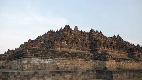Borobudur buddhist temple in Java island, Indonesia. Unesco complex. Stock-Footage 163171624