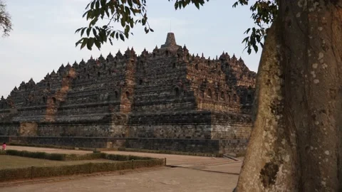 Borobudur buddhist temple in Java island, Indonesia. Unesco complex. Stock Footage 163171661