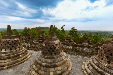 Borobudur Buddist Temple - island Java Indonesia Fotos de archivo