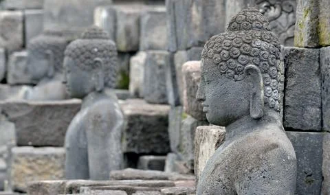 Borobudur Buddist Temple in island Java Indonesia. Detail of Buddhist carved  Fotos de archivo