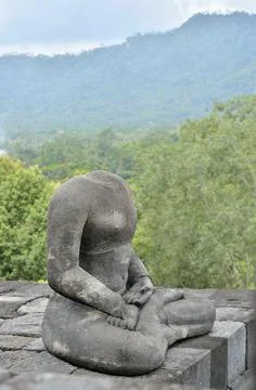 Borobudur Buddist Temple in island Java Indonesia. Detail of Buddhist carved  Fotos Stock