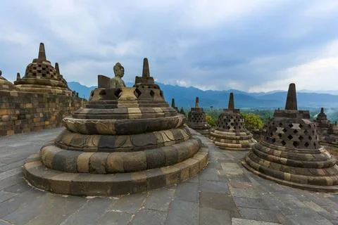 Borobudur Buddist Temple - island Java Indonesia Borobudur Buddist Temple ... Fotos de archivo