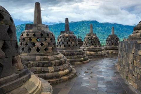 Borobudur Buddist temple Yogyakarta. Java, Indonesia Stock Photos