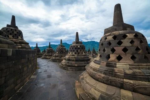 Borobudur Buddist temple Yogyakarta. Java, Indonesia Stock Photos