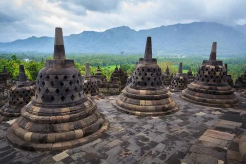Borobudur Buddist temple Yogyakarta. Java, Indonesia Stock Photos