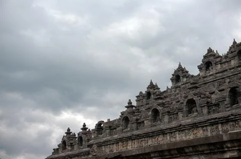Borobudur Java Indonesia  A dramatic thunderstorm develops over the temple at Photos