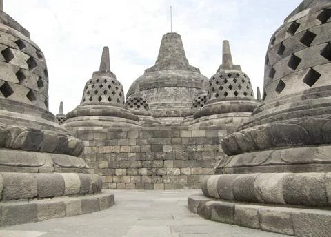 Borobudur in Java lots of stupas at a temple named Borobudur located in Ja... Stock-Fotos