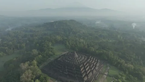 Borobudur temple aerial view Stock Footage 289267494