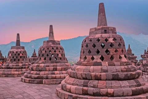 Borobudur Temple in central Java in Indonesia. This famous Buddhist temple .. 写真素材