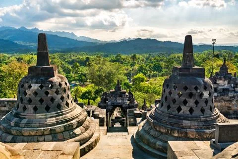 Borobudur Temple in Central Java, Indonesia Stock Photos