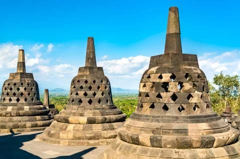 Borobudur Temple in Central Java, Indonesia Stock Photos