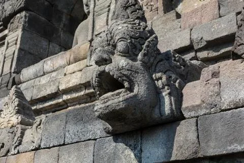 Borobudur temple complex on the island of Java in Indonesia in the morning at Stock-Fotos