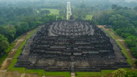 Borobudur temple complex in java, indonesia Stock Photos