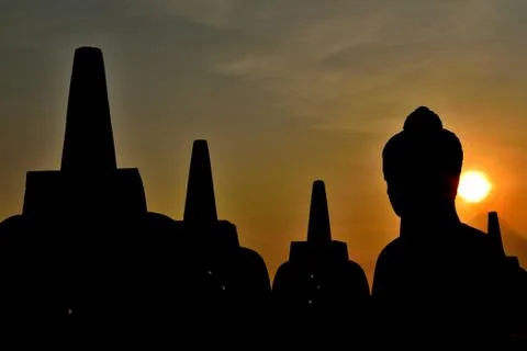 Borobudur temple in Java island at sunrise, Indonesia Stock-Fotos