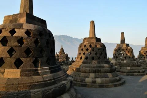 Borobudur temple in Java island at sunrise, Indonesia Fotos de archivo
