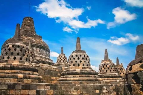 Borobudur Temple in Java View of Borobudur temple in Jawa in Indonesia Cop... Stock Photos
