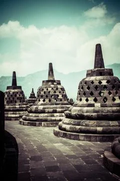 Borobudur temple near yogyakarta on java island, indonesia 스톡 사진