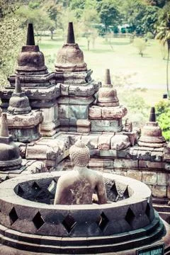 Borobudur temple near yogyakarta on java island, indonesia 스톡 사진