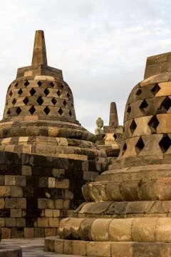 Borobudur temple stupas, yogyakarta, java island, indonesia Stock-Fotos