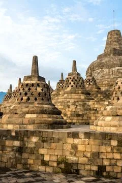 Borobudur temple stupas, yogyakarta, java island, indonesia Fotos de archivo