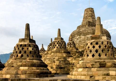 Borobudur temple stupas, yogyakarta, java island, indonesia Stock Photos