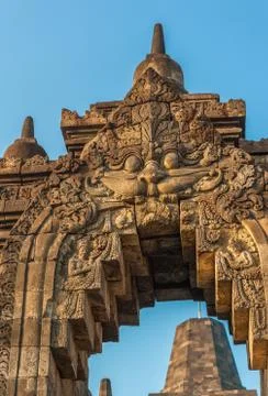 Borobudur temple at sunrise, Java, Indonesia Stock Photos