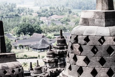 Borobudur temple at sunrise. yogyakarta, java, indonesia. Stock Photos