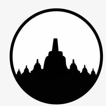 Borobudur Temple Vector Simple Minimalist Silhouette Illustrazione stock