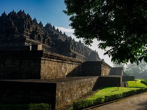 Borobudur temple Yogyakarta indonesia Java view early in the morning Stock Photos