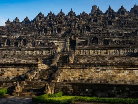 Borobudur temple Yogyakarta indonesia Java view early in the morning Stock Photos