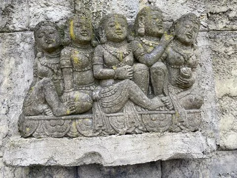 Borobudur temple ,Yogyakarta, Java, Indonesia . Relief sculpture Stock Photos