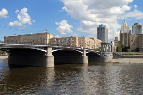 Borodinsky bridge over the Moskva river. Stock Photos