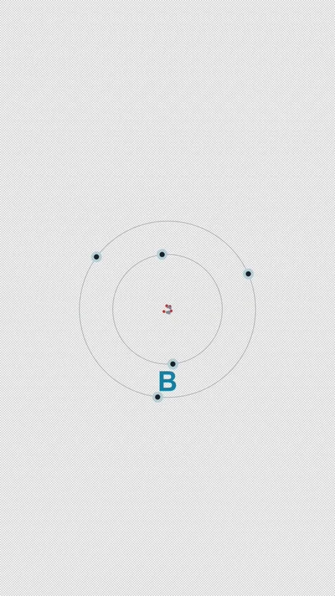 Boron B Bohr Atom Model Clean No Text Overlay Alpha 4K Vertical 9x16 Light Vídeo Stock 339505951