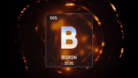 Boron as Element 5 of the Periodic Table 3D animation on orange background Video stock 119222080
