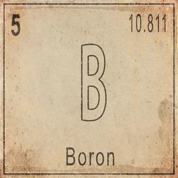 Boron Element Card from Periodic Table on Vintage Old Paper Stock Illustration