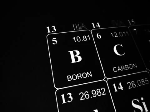 Boron on the periodic table of the elements Foto stock