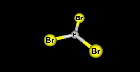 Boron tribromide molecular structure isolated on black Stock Illustration
