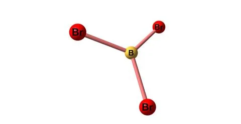 Boron tribromide molecular structure isolated on white Stock Illustration