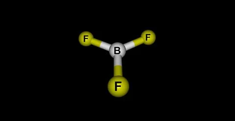 Boron trifluoride molecular structure isolated on black Stock Illustration
