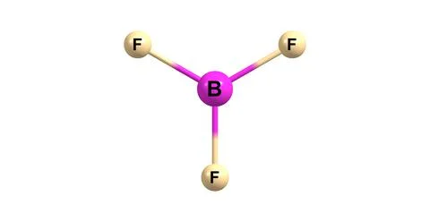 Boron trifluoride molecular structure isolated on white Stock Illustration