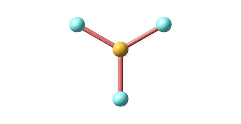 Boron trifluoride molecular structure isolated on white Stock Illustration