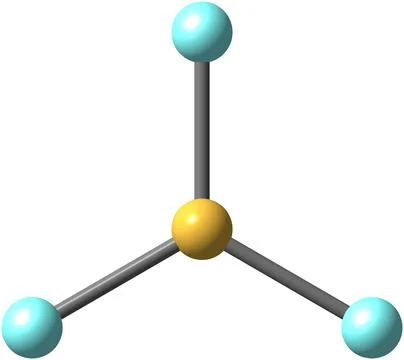 Boron trifluoride molecular structure isolated on white Stock Illustration