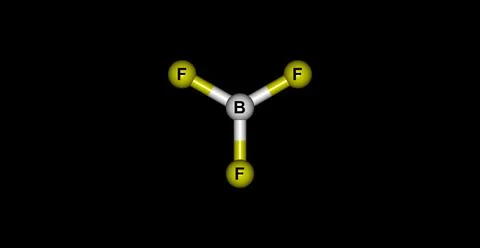 Boron trifluoride molecular structure isolated on black Stock Illustration