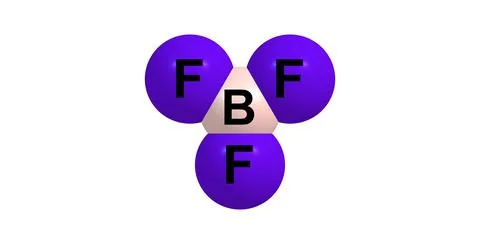 Boron trifluoride molecular structure isolated on white Stock Illustration