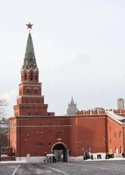 Borovitskaya tower. moscow kremlin. russia. Stock Photos