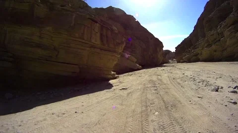 Borrego Desert California Sandstone Canyon POV 4 Stock Footage