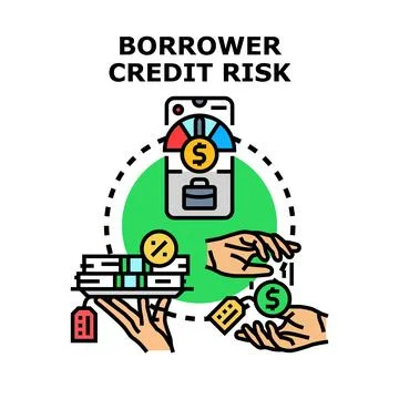 Borrower credit risk assessment process concept Illustrazione stock