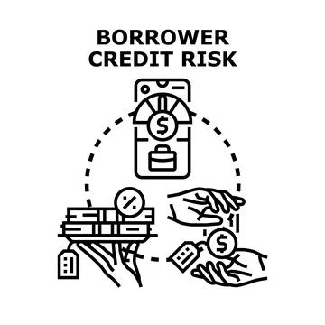 Borrower credit risk assessment process concept 스톡 일러스트