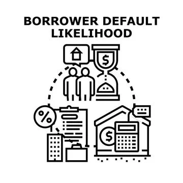 Borrower default likelihood concept predicting credit risk Stock Illustration